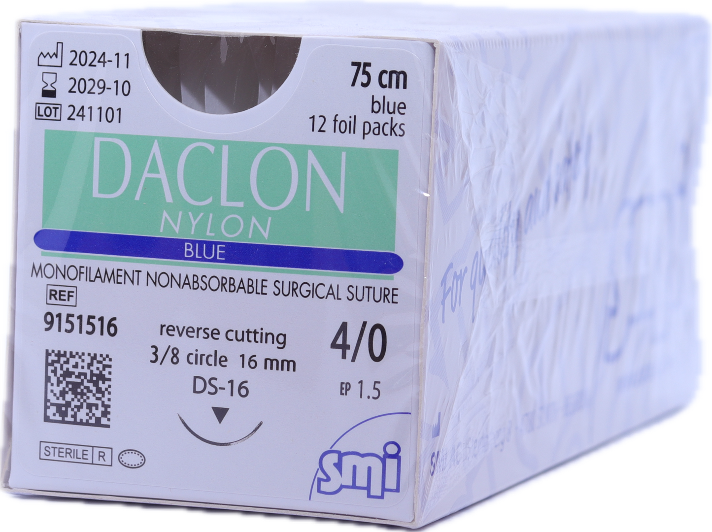 DACLON® Nylon - Monofilamento (Negra / Azul) Sutura no reabsorbible