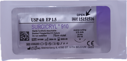 Sutura reabsorbible SMI SURGICRYL® 910 Violeta - Aguja DS12 3/8