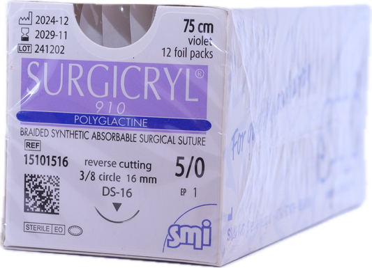 Sutura reabsorbible SMI SURGICRYL® 910 Violeta - Aguja DS12 3/8