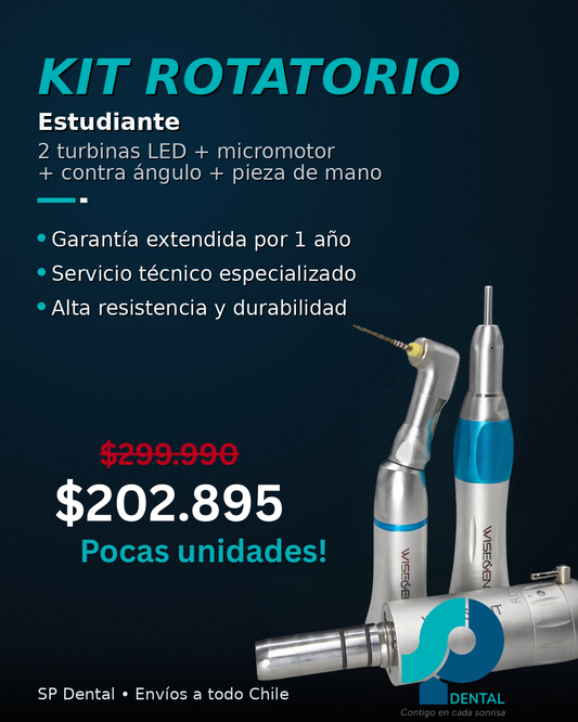 Kit Rotatorio estudiante 2 turbinas LED + micromotor + contra ángulo + pieza de mano